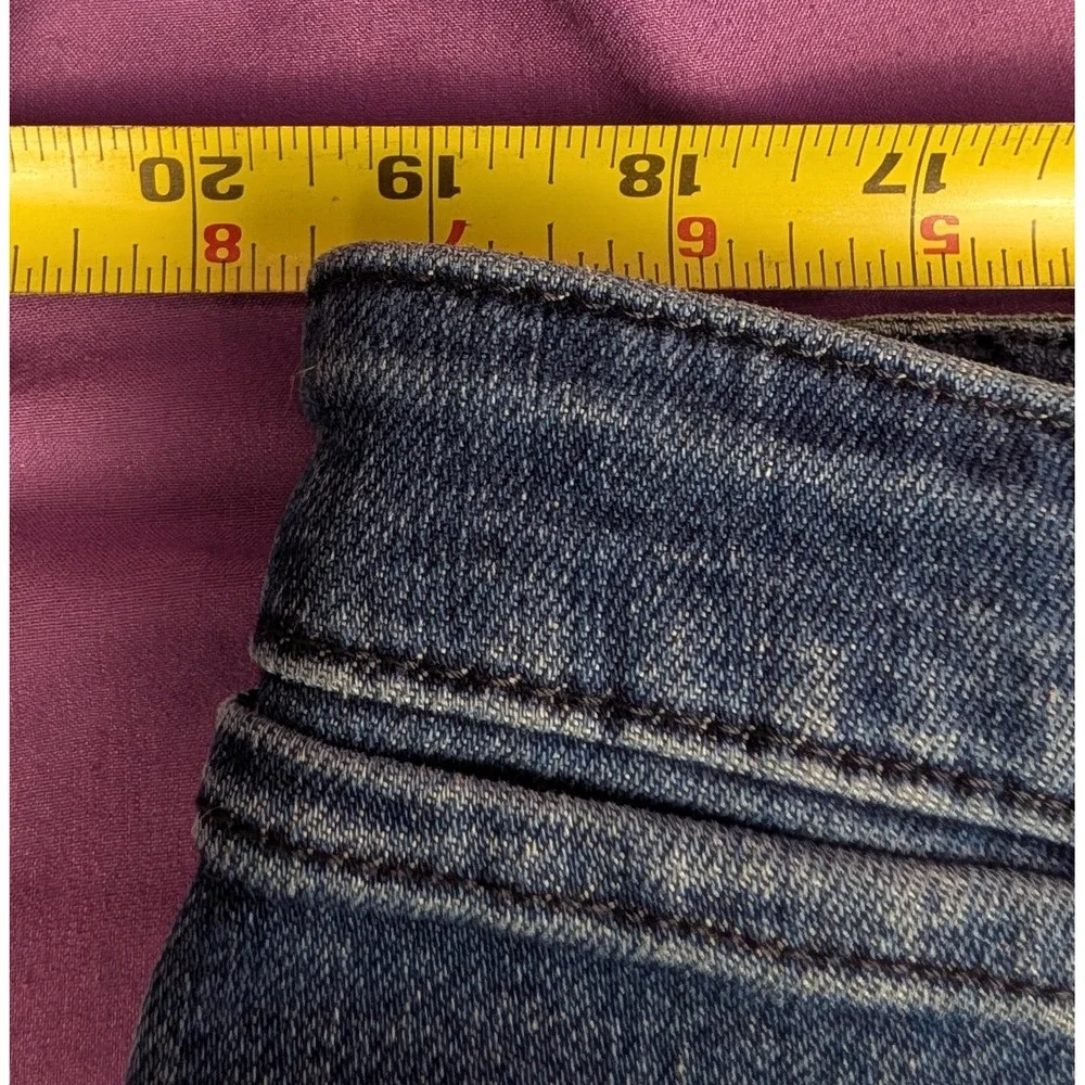 BONOBOS Jean 38x29 Blue Slim Fit Dark Wash Denim Straight Leg Whisker Fade